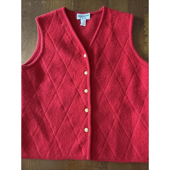 Pendleton Woman’s Red Boiled Wool Vest Size Large - Picture 5 of 7